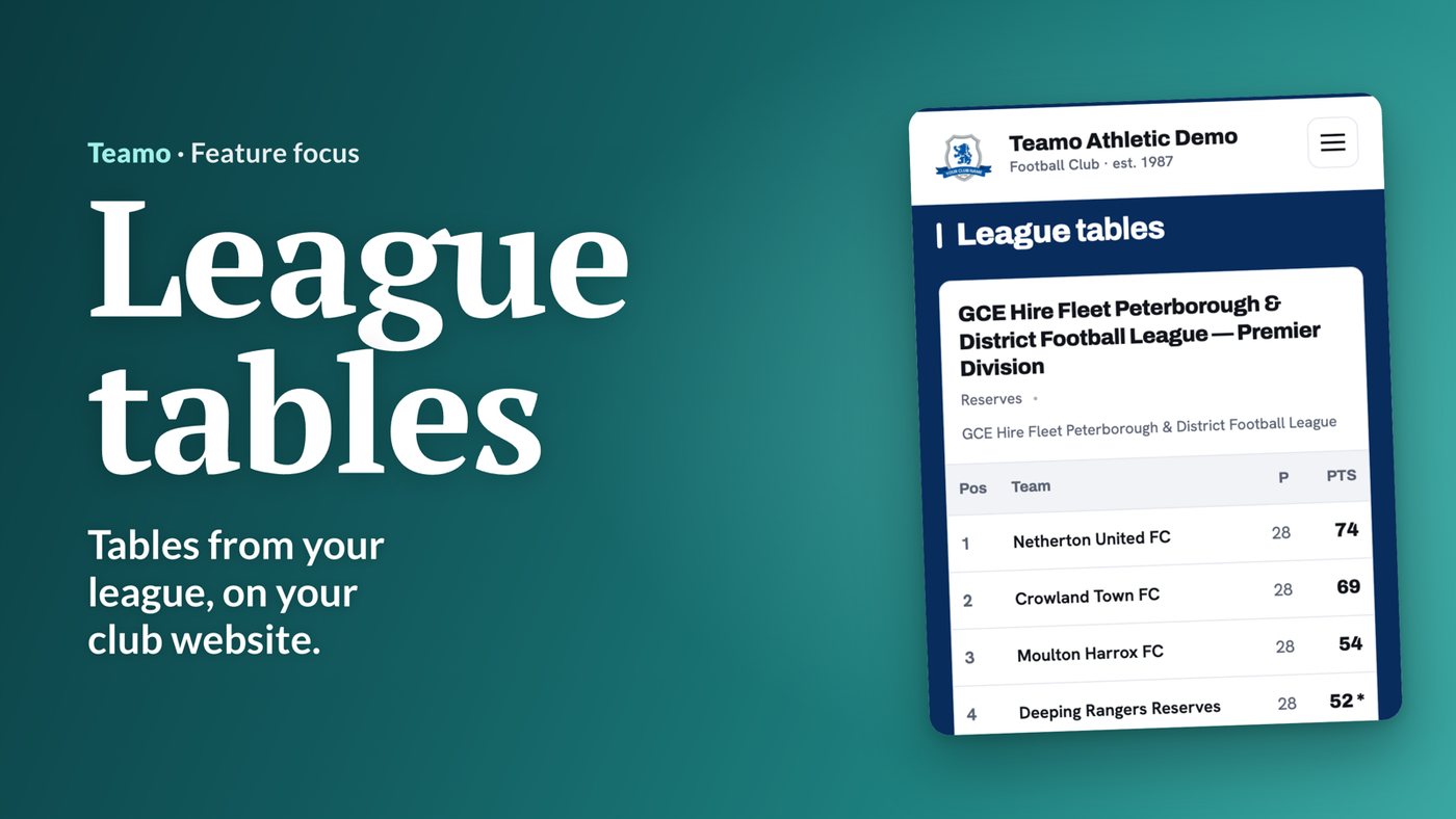 Feature Focus: league tables on your club website