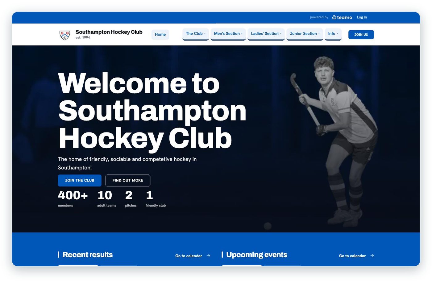 Southampton Hockey Club: Join the club and Find out more buttons above four numbers